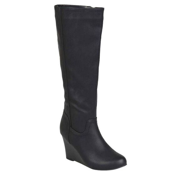 Women's Journee Collection Langly Wedge Heel Knee High Boot shoes Faux 7.5 - Picture 1 of 13